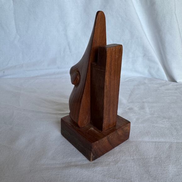 Mid Century Modern Eyeglass Holder Solid Wood Nose - Picture 2 of 9